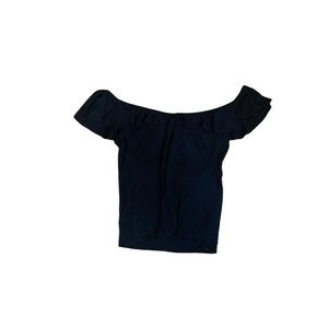 Black Free People Ruffeled short sleeve top